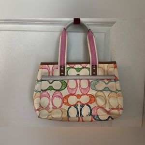 COACH “Scribble Collection“ multicolored sateen small tote